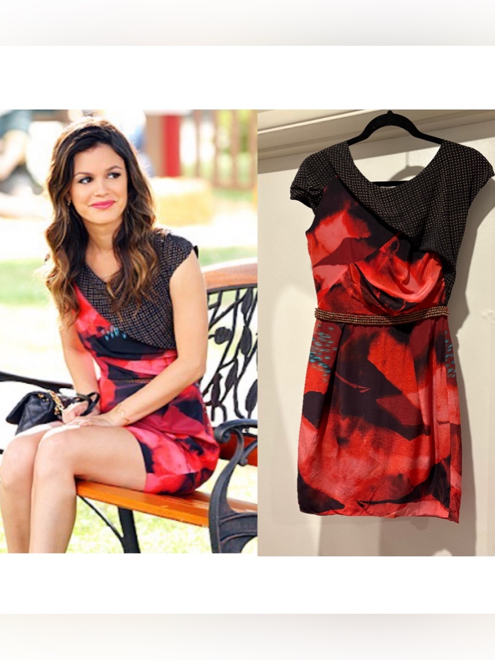 Saloni 100% Silk Floral Dot Print Cocktail Dress Hart of Dixie Zoe Rachel Bilson